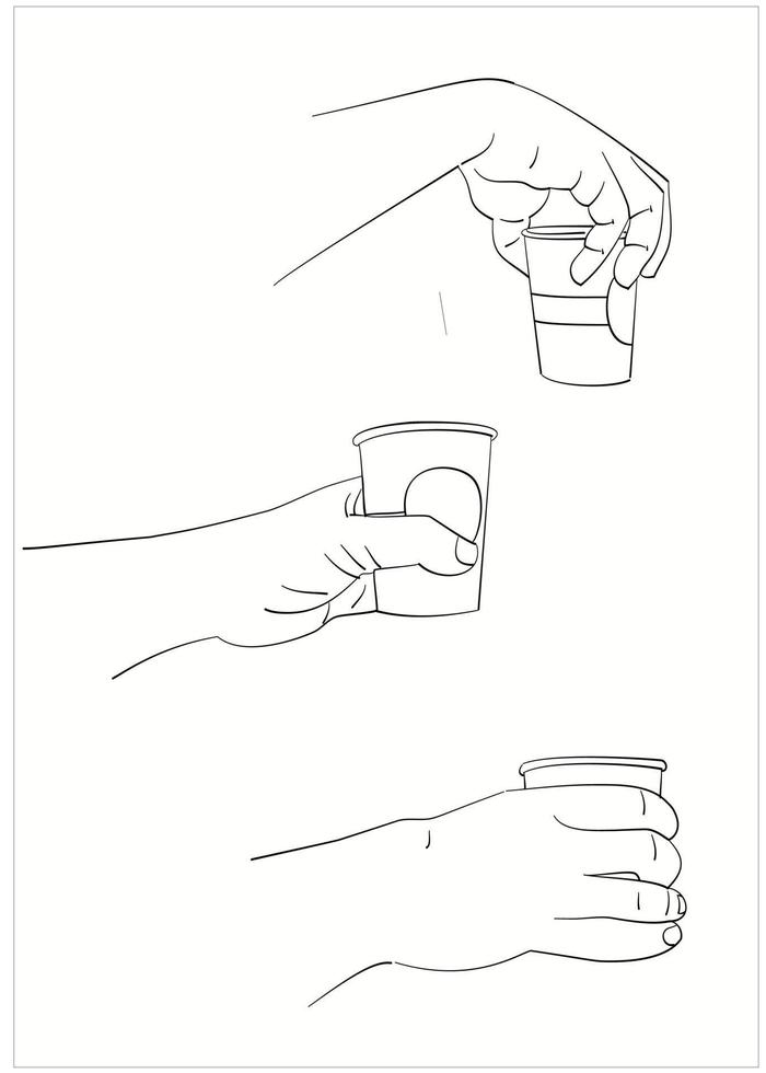 Hand hold a coffee cup. Hand drawn style vector