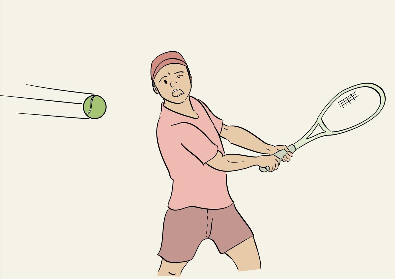 The tennis player is receiving the ball from the opponent vector