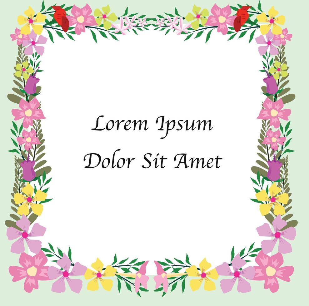 linda plantilla de marco floral rectangular vector