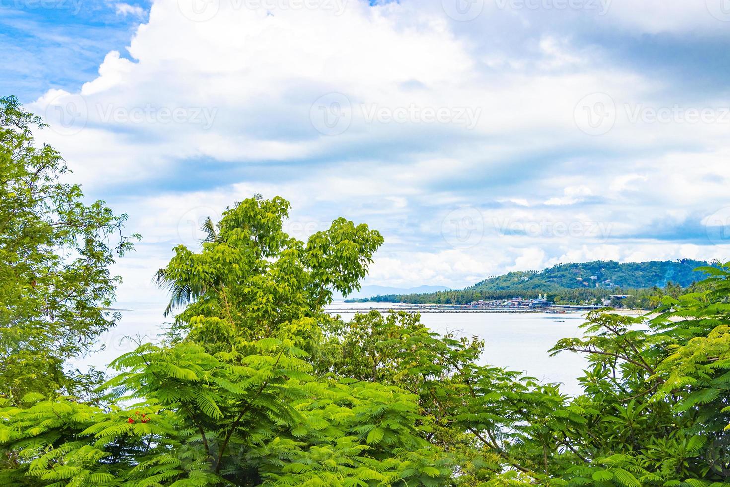 Koh Samui island Thailand panoramic view on storm cloudy day. photo