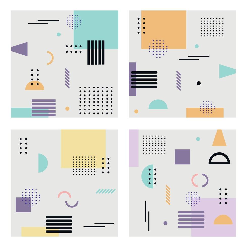 Abstract 4 piece backgrounds with different geometric shapes vector