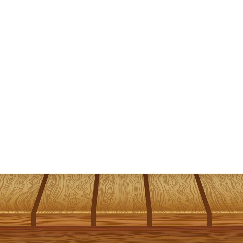 Large table top, wooden texture from boards, white background - Vector