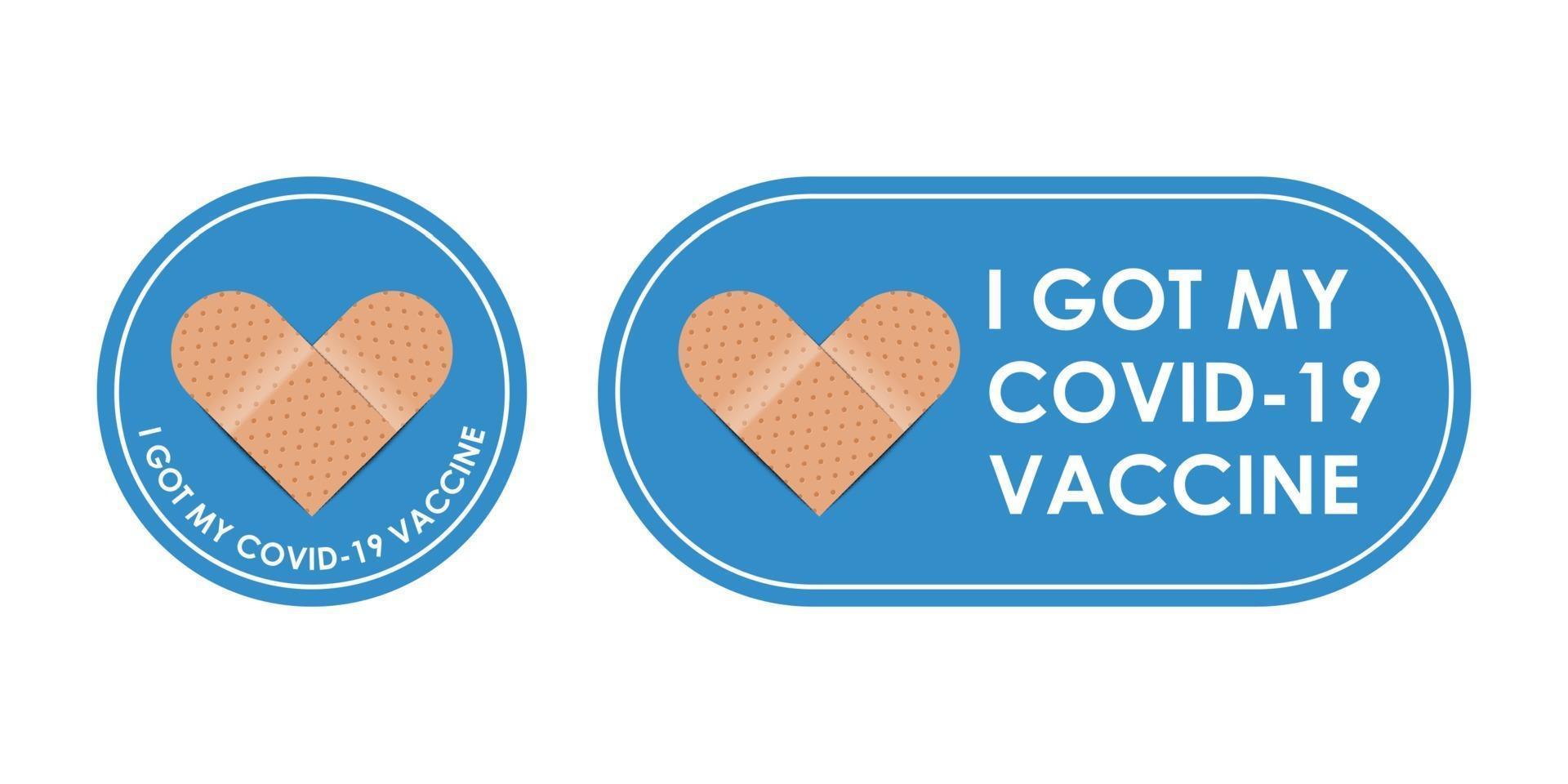 Vaccinated bandages icon with quote - I got covid 19 vaccine vector