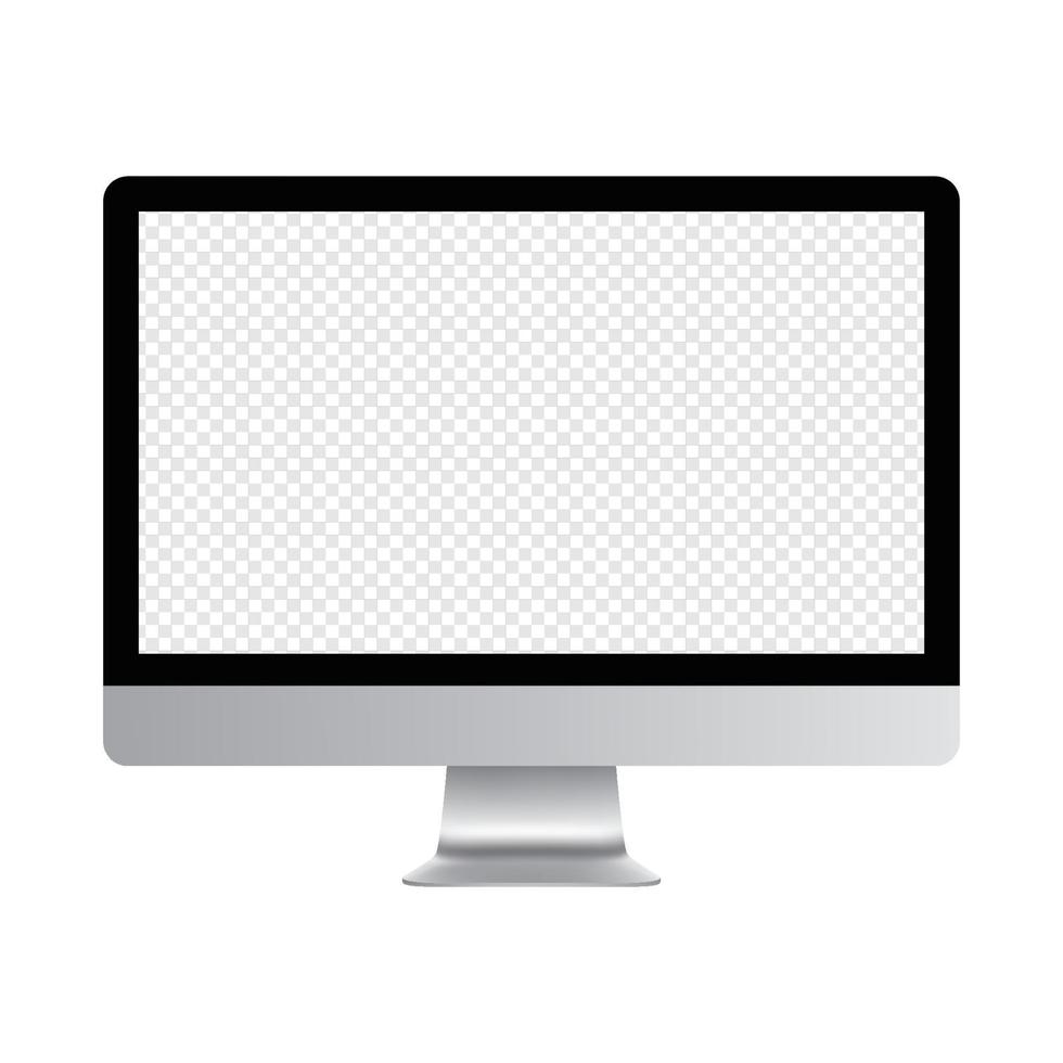 Realistic computer display with screen mockup. Blank lcd monitor vector