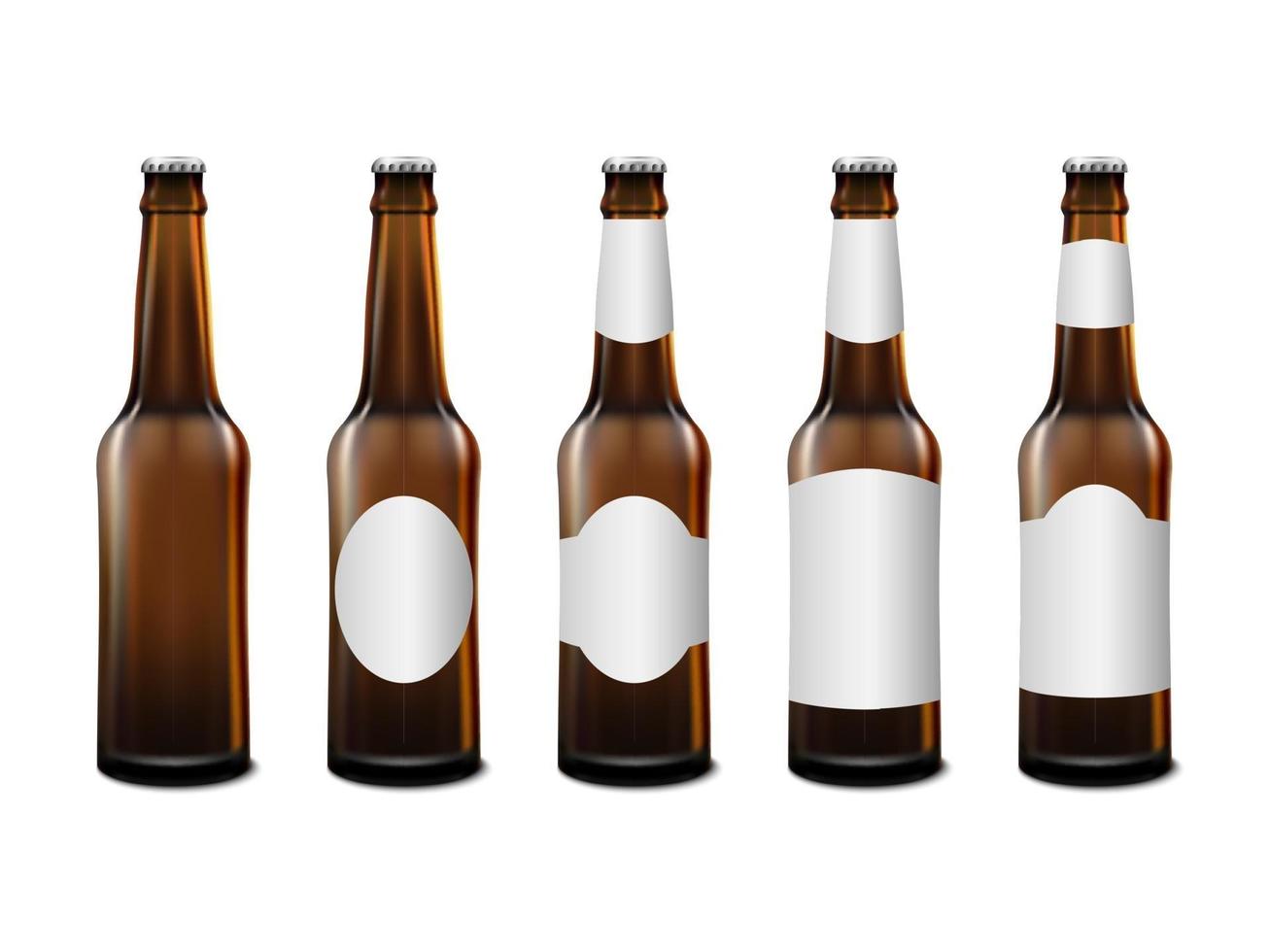 Realistic front view beer bottle mockup template vector