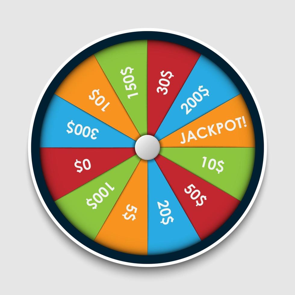 Wheel of Fortune with money prize, winning lottery vector