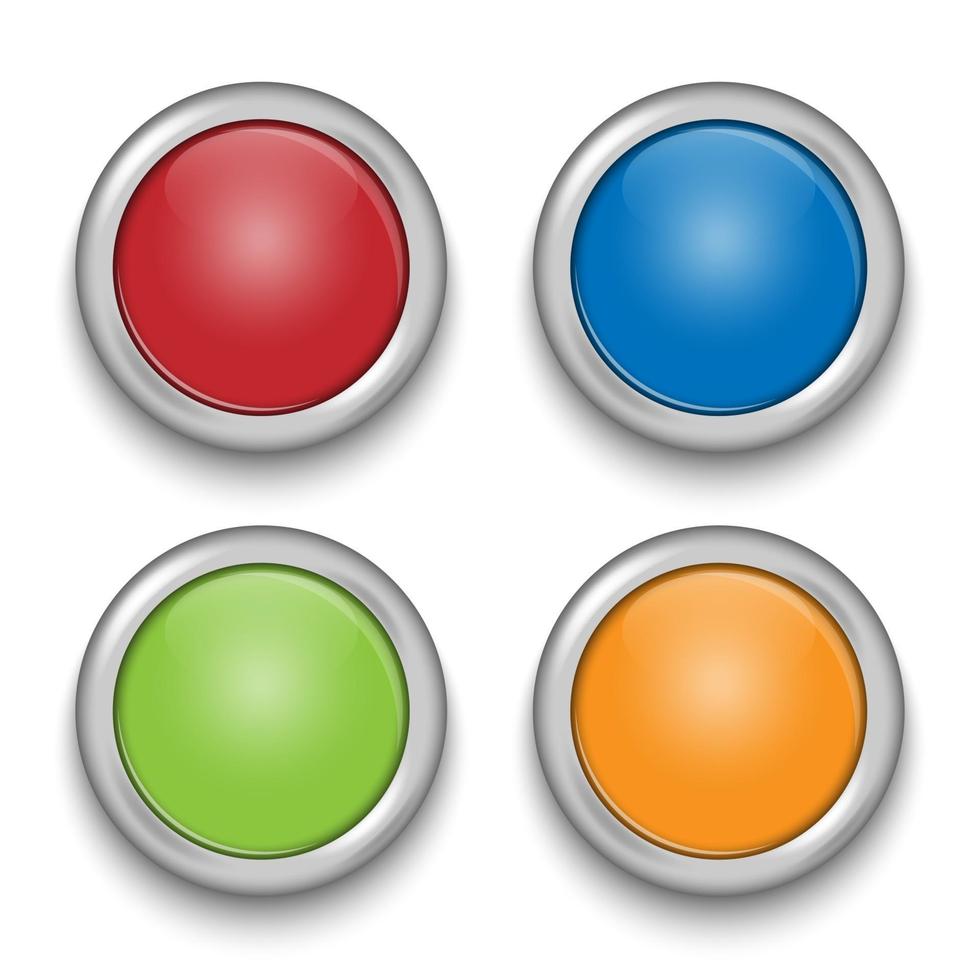 glossy buttons with metallic elements, vector illustration