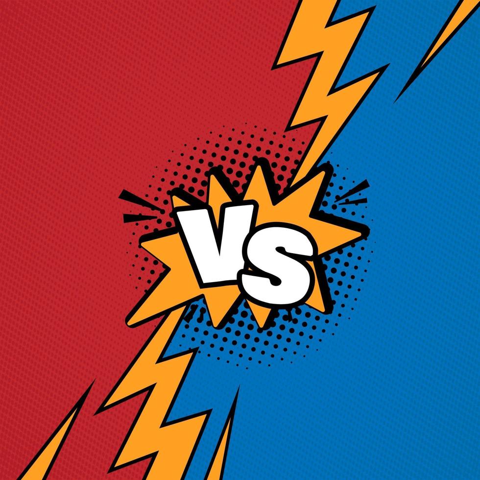 versus vs vs fondo de lucha de letras en un diseño de estilo cómic plano vector