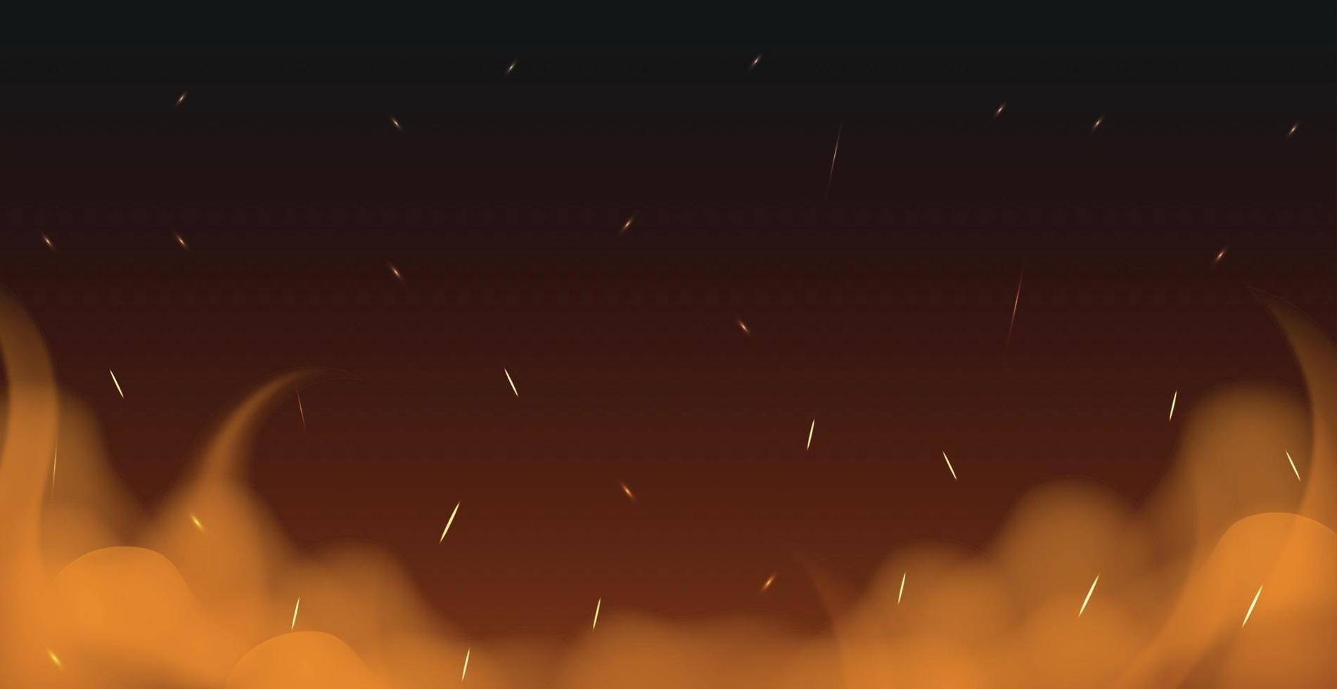 Realistic fire on a dark background - Vector