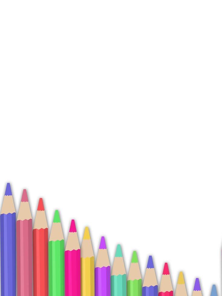 Bolígrafos de madera con diferentes colores sobre un fondo blanco. vector