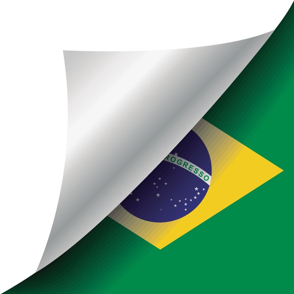 bandera de brasil con esquina rizada vector