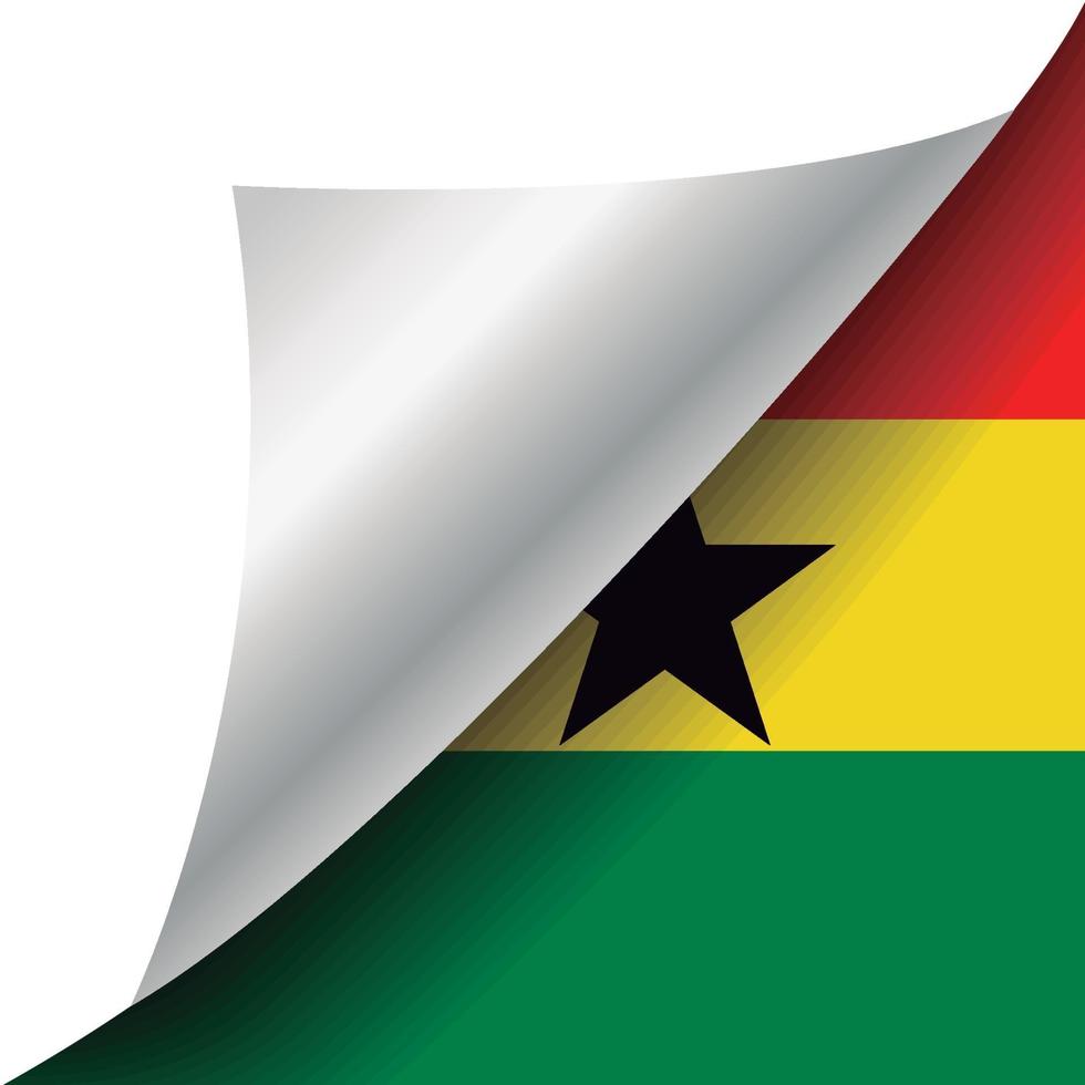 Ghana flag with curled corner vector