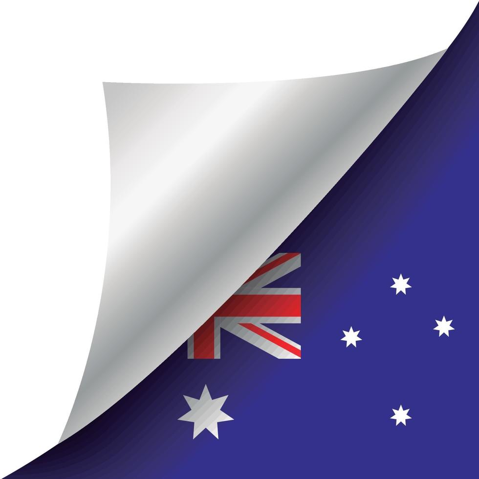 bandera de australia con esquina rizada vector