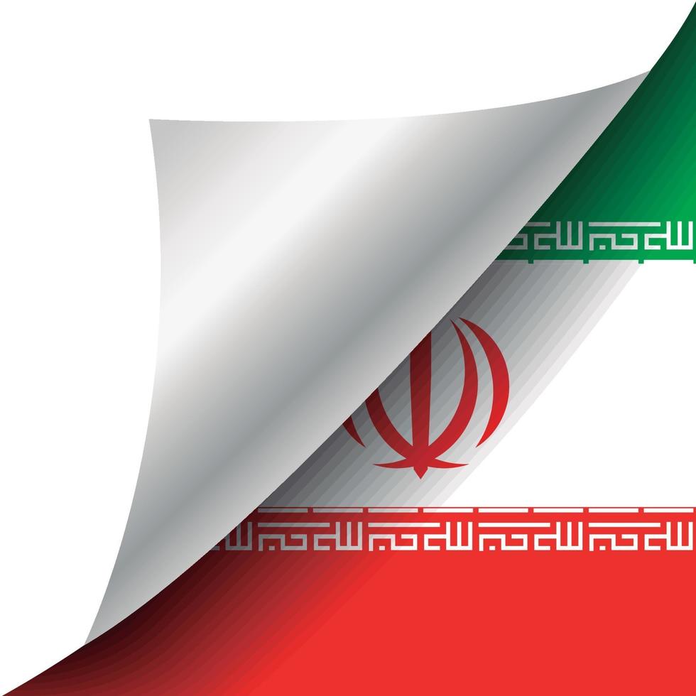 Iran flag with curled corner vector