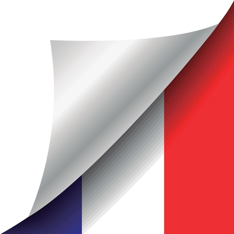 bandera de francia, con, esquina curvada vector