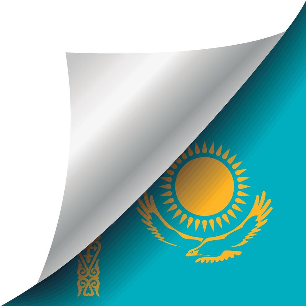 Kazakhstan flag with curled corner vector