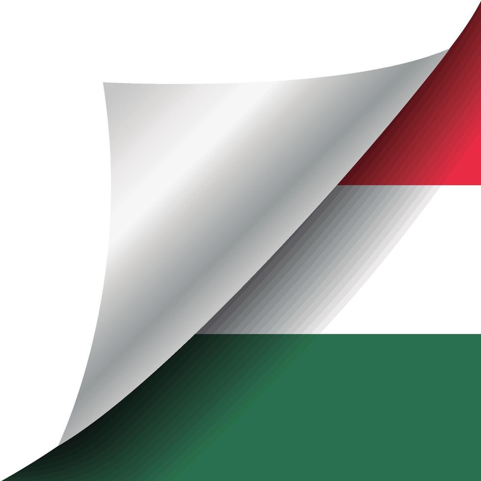 Hungary flag with curled corner vector