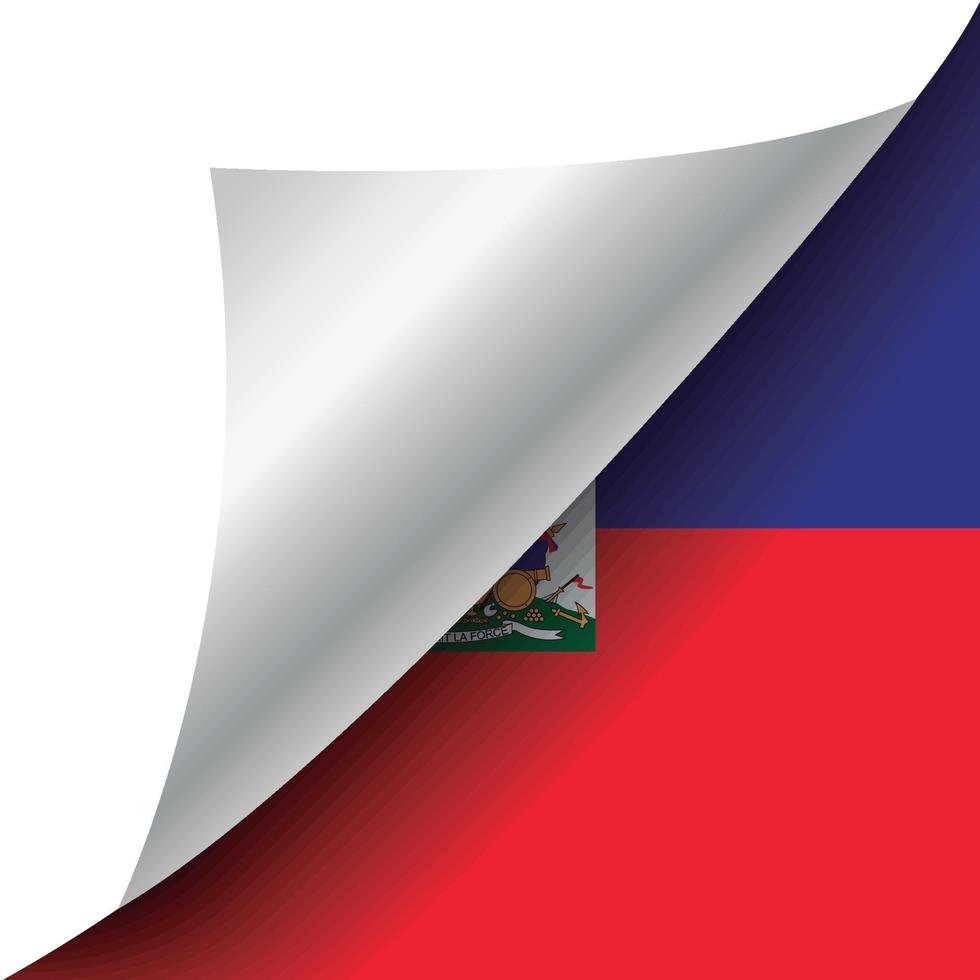 bandera de haití con esquina rizada vector