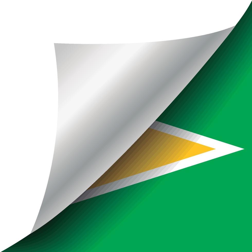 bandera de guyana con esquina rizada vector