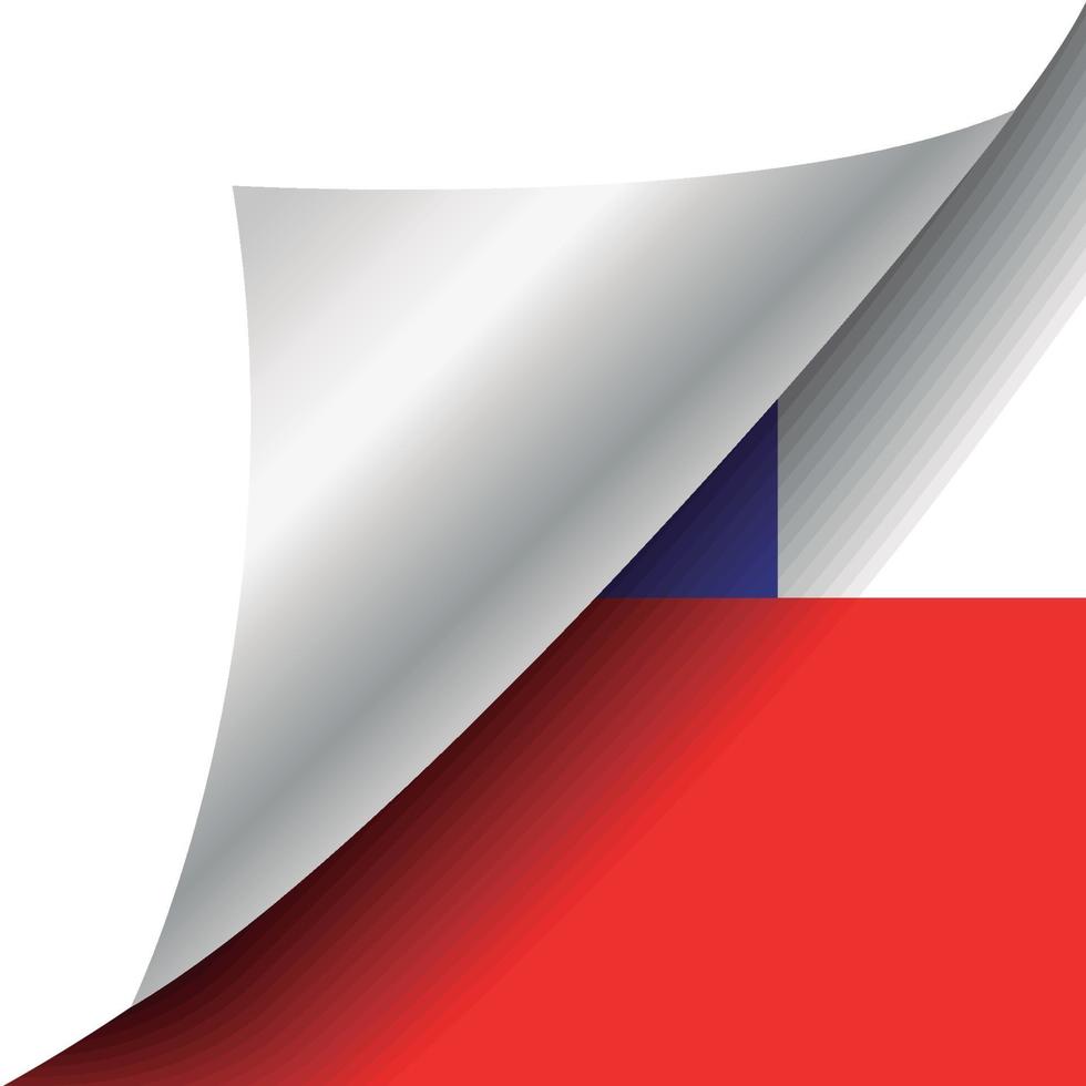 Chile flag with curled corner vector