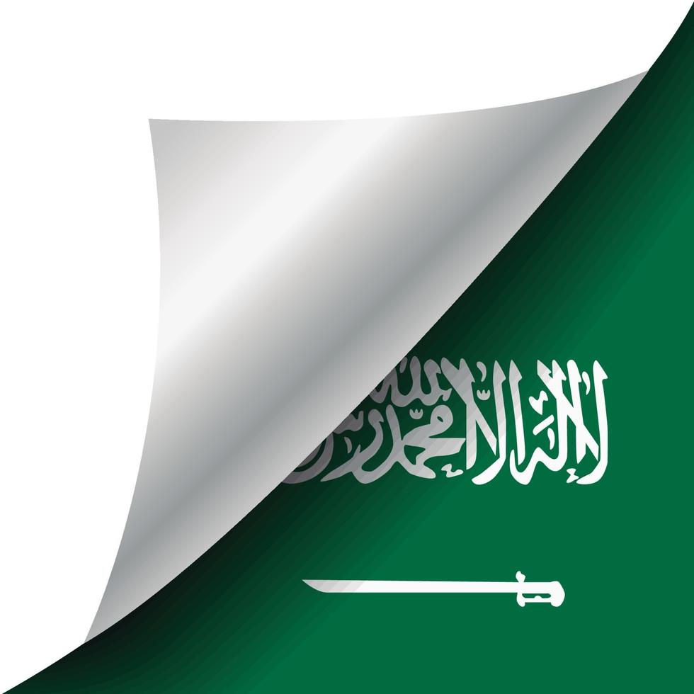 bandera de arabia saudita con esquina rizada vector