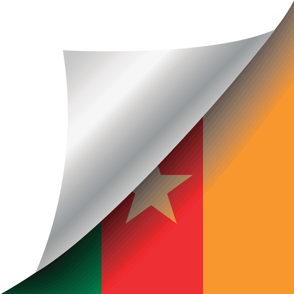 bandera de camerún con esquina rizada vector