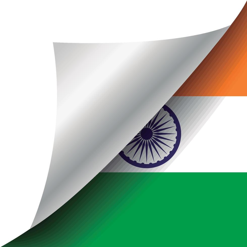 bandera india, con, esquina curvada vector