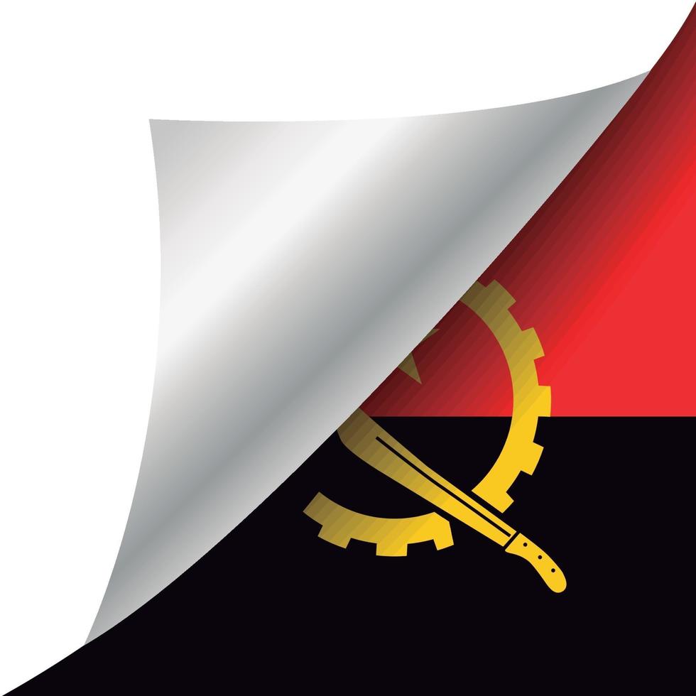 bandera de angola con esquina curvada vector