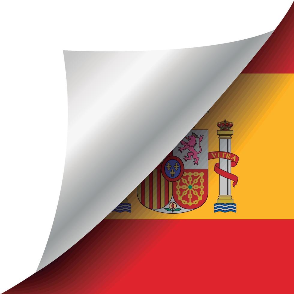 bandera de españa con esquina rizada vector