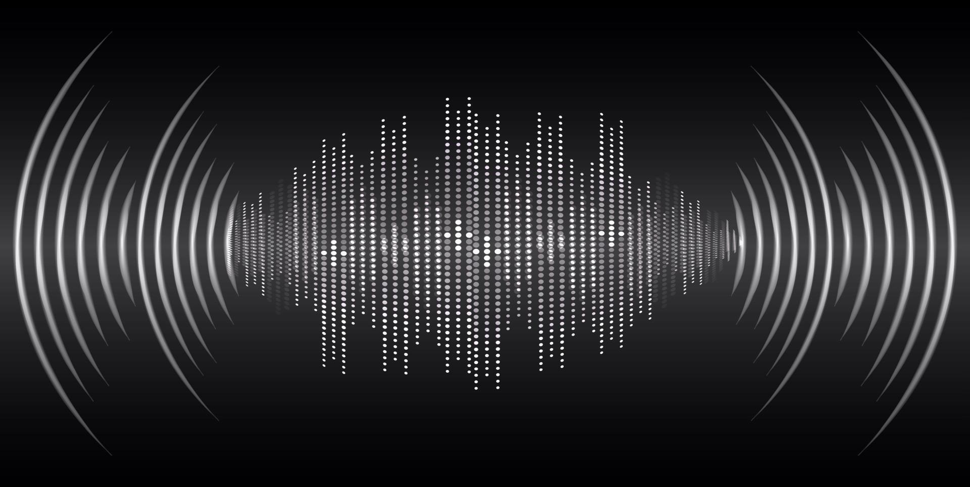 Sound waves oscillating dark light vector