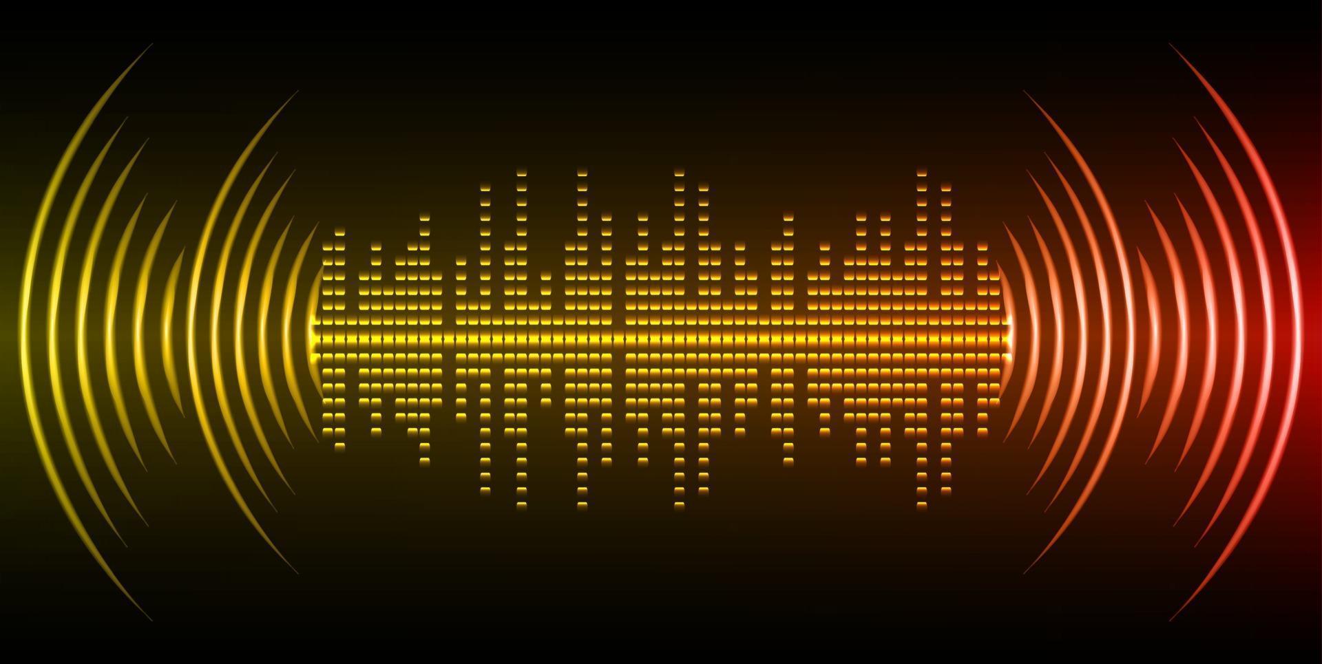 Sound waves oscillating dark light vector