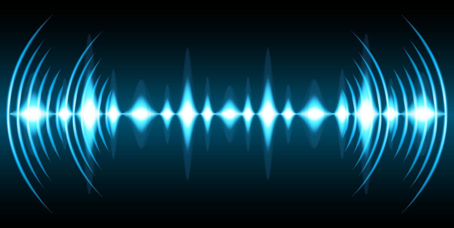 Sound waves oscillating dark light vector