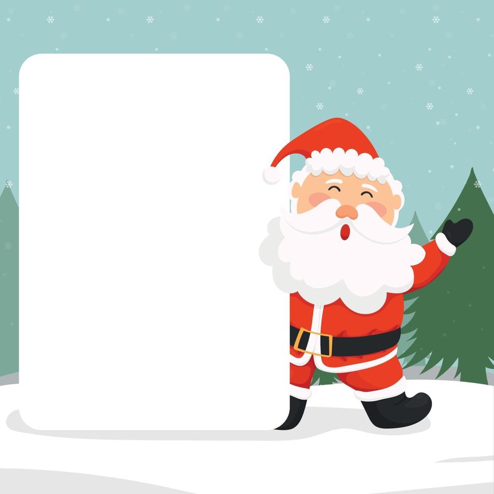 Christmas greeting card with santa illustration vector