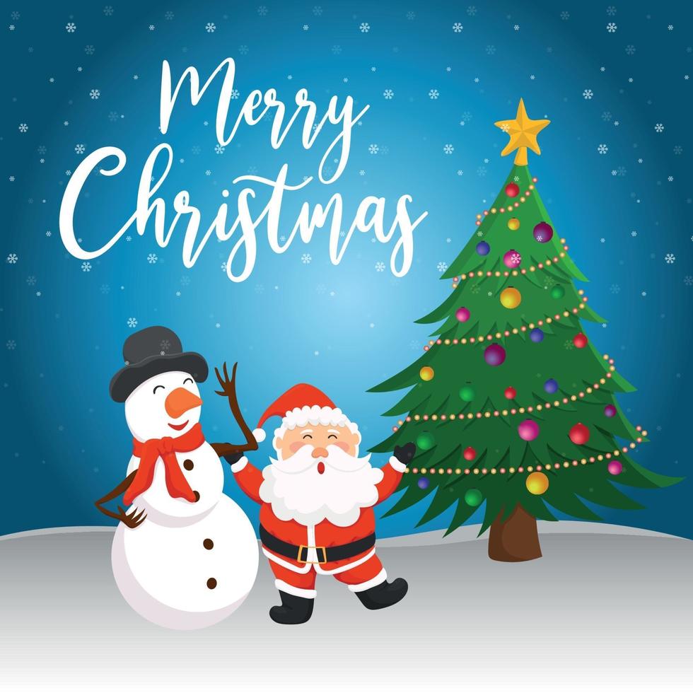 Christmas greeting card with santa illustration vector