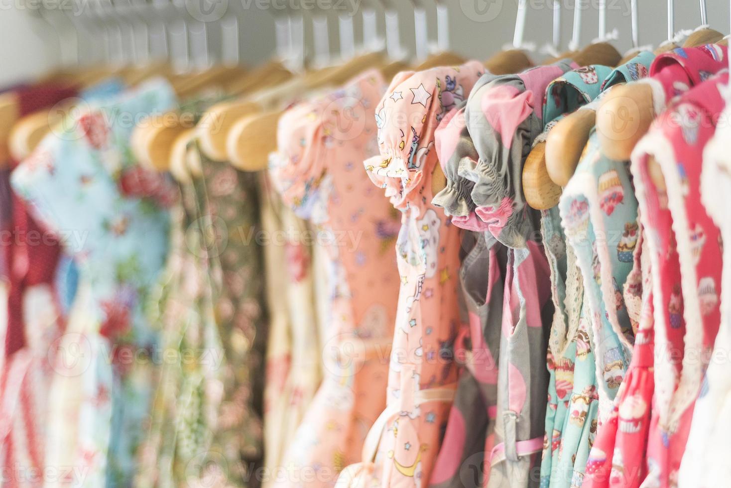 floral pattern young girl dresses in shop photo