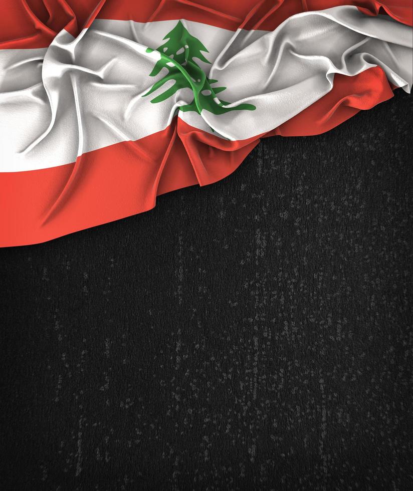Lebanon Flag Vintage on a Grunge Black Chalkboard With Space For Text photo
