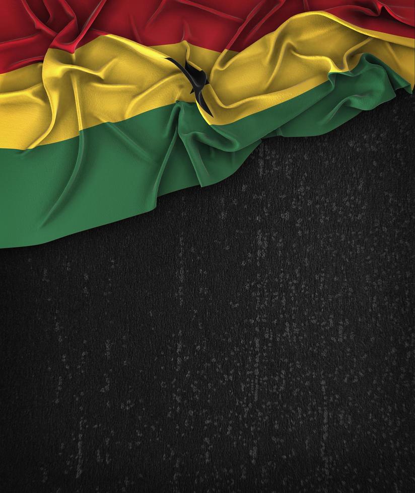 Ghana Flag Vintage on a Grunge Black Chalkboard With Space For Text photo