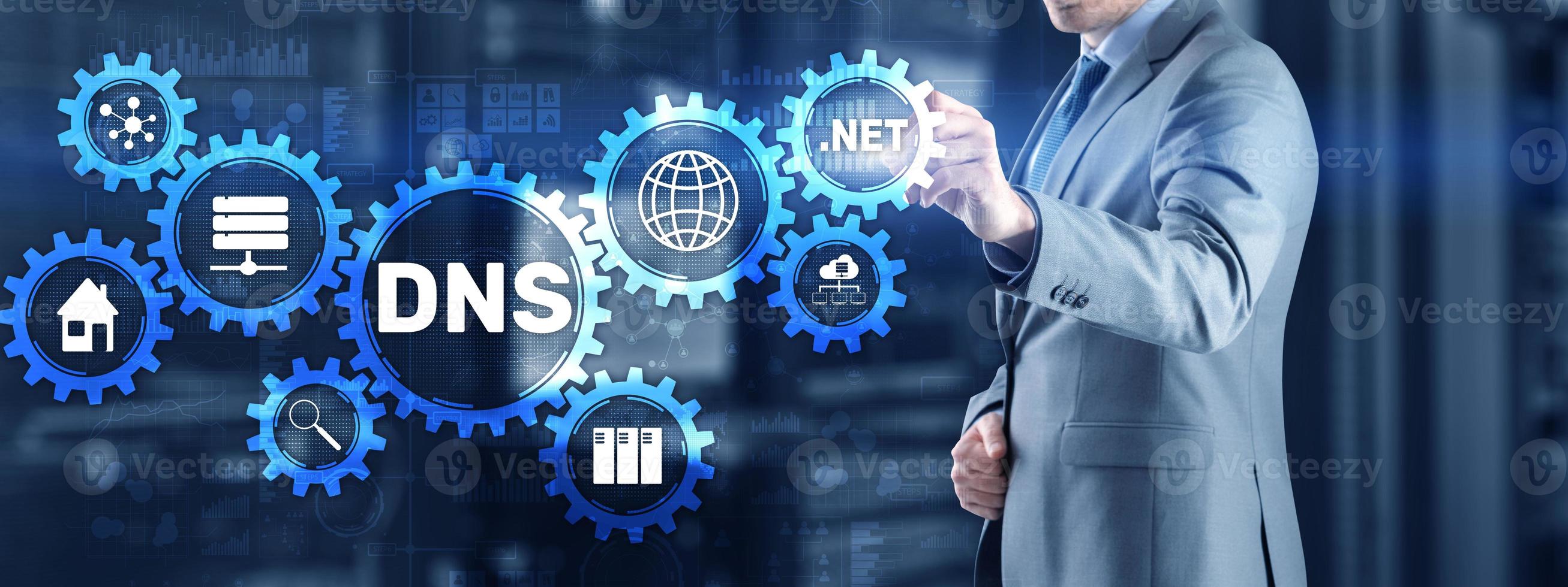 DNS Domain name System server concept. Mixed media photo