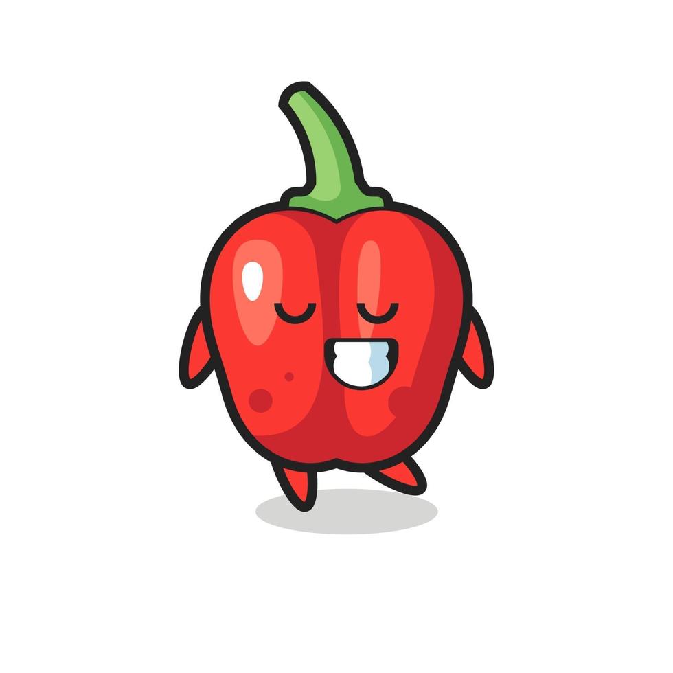 red bell pepper cartoon illustration with a shy expression vector