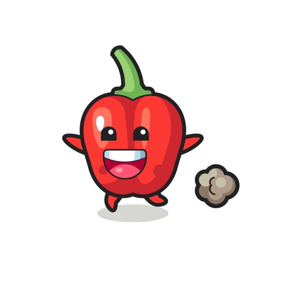 the happy red bell pepper cartoon with running pose vector