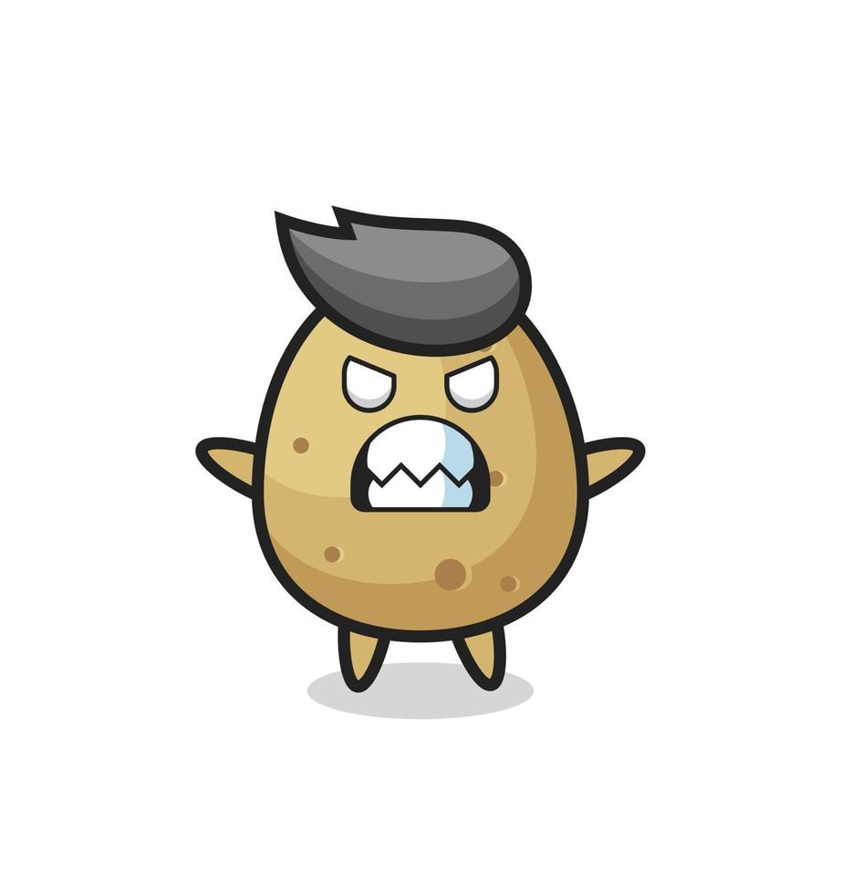 wrathful expression of the potato mascot character vector