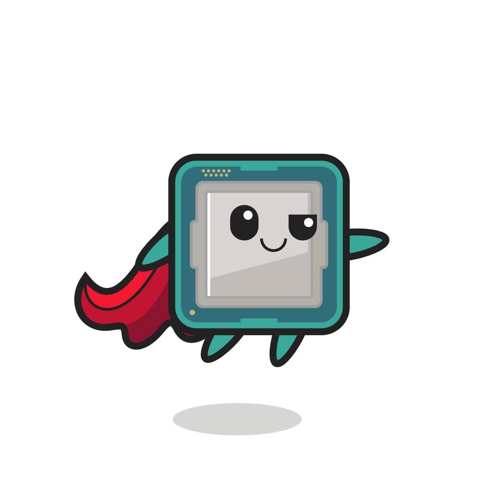 cute processor superhero character is flying vector