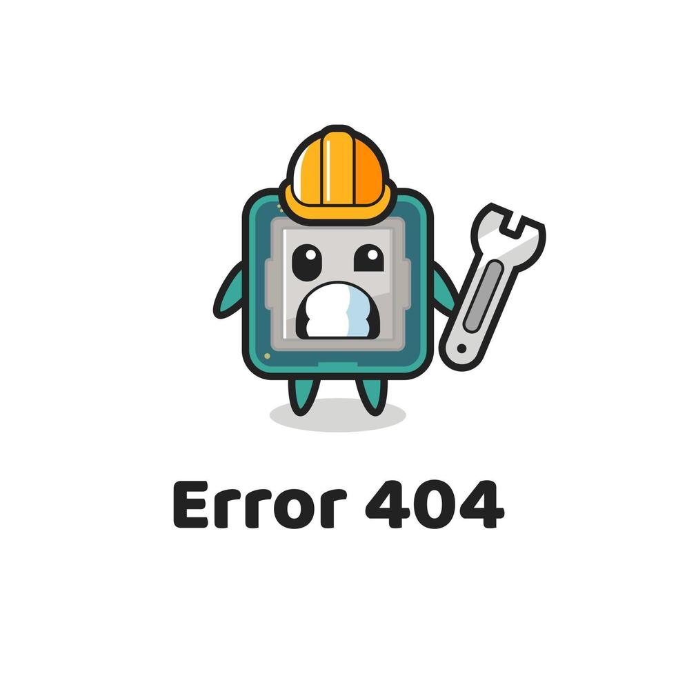 error 404 con la linda mascota del procesador vector