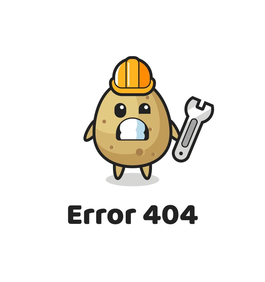 error 404 with the cute potato mascot vector