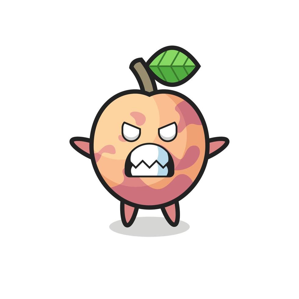 wrathful expression of the pluot fruit mascot character vector