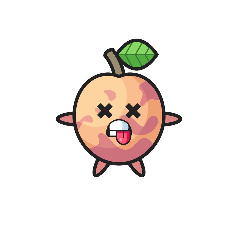 personaje de la linda fruta pluot con pose muerta vector