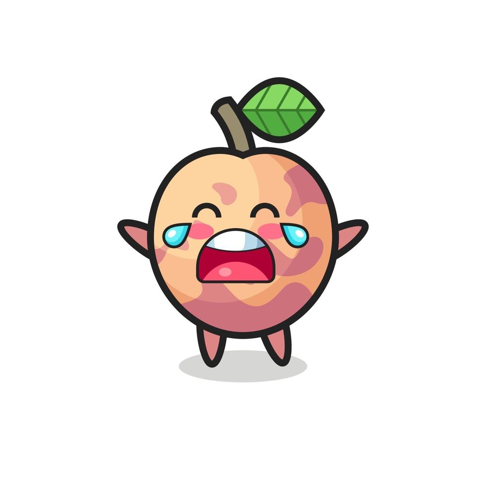 the illustration of crying pluot fruit cute baby vector