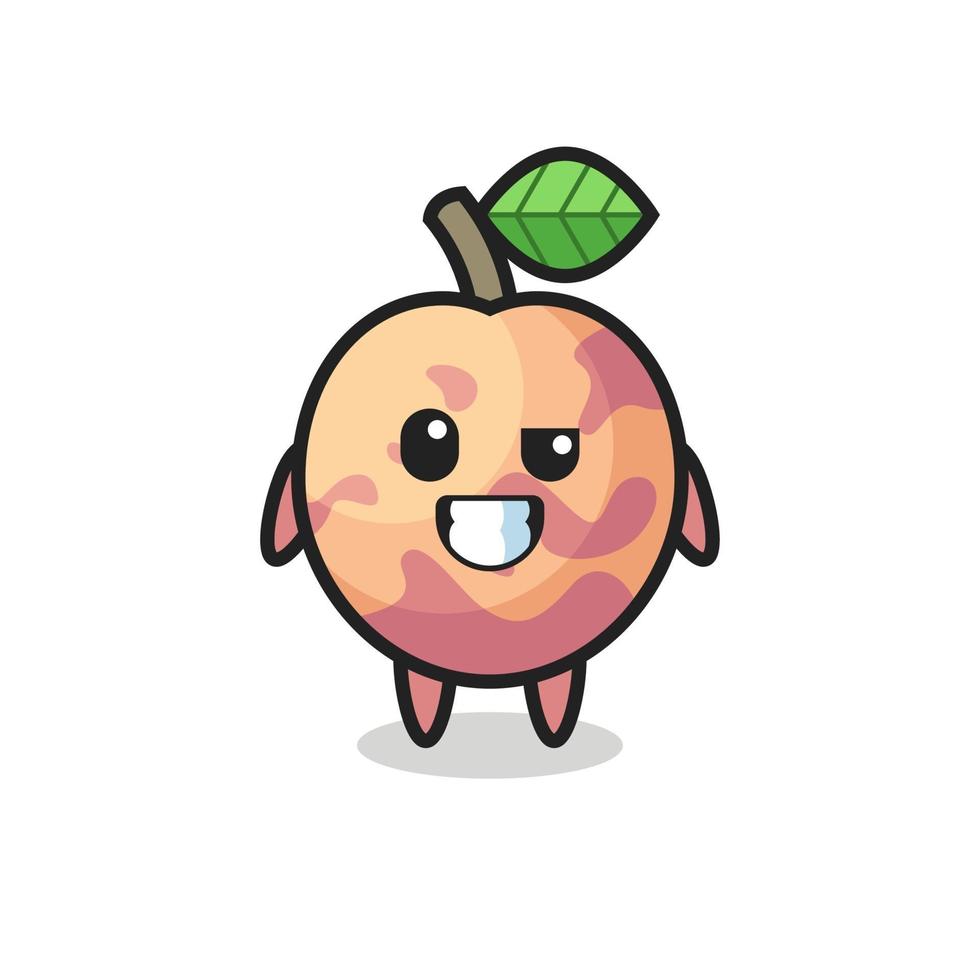 cute pluot fruit mascot with an optimistic face vector