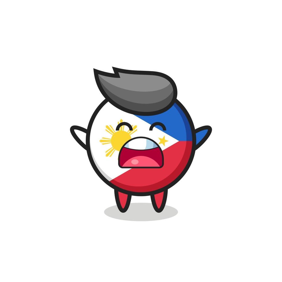 cute philippines flag badge mascot with a yawn expression vector