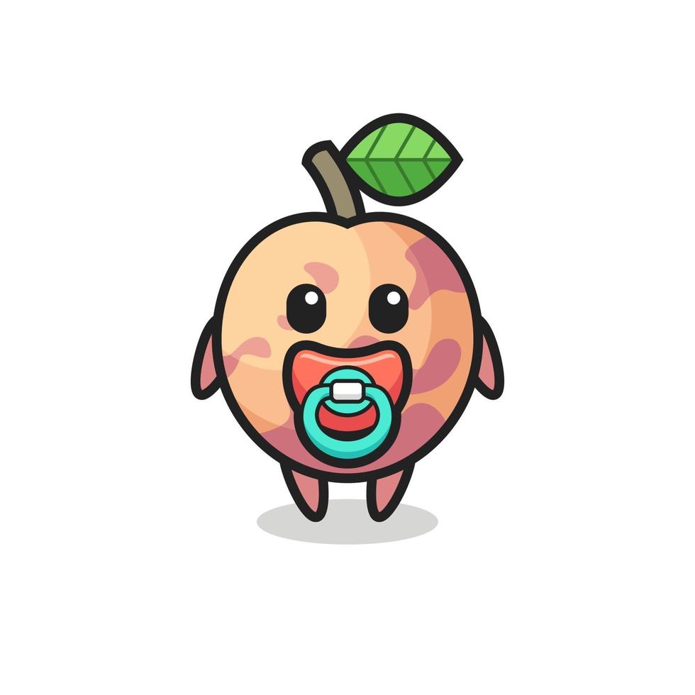 baby pluot fruit cartoon character with pacifier vector